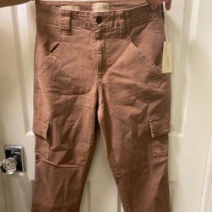 high rise slim straight brown cargo pants soze